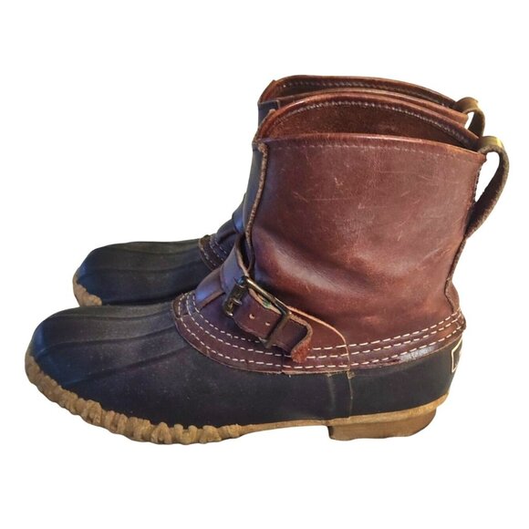 L.L. Bean Women's 8 Maine Hunting Shoe Brown/Black Leather Rubber Duck Boots - Picture 2 of 13